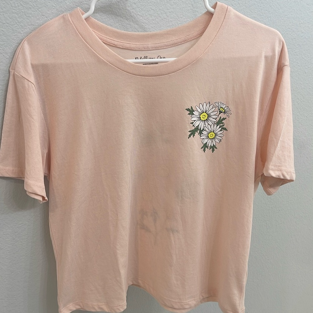Rebellious One Cropped Tee with Flower Graphics